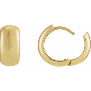 14K Yellow Gold Hinged 15 mm Hoop Earrings