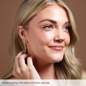 14K Yellow Gold Round Tube 45 mm Hoop Earrings