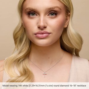 14K White Gold 3/4 CTW Lab-Grown Diamond Cross Pendant