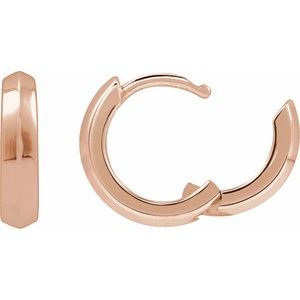 14K Rose Gold Knife-Edge Hinge 11.9 mm Hoop Earring