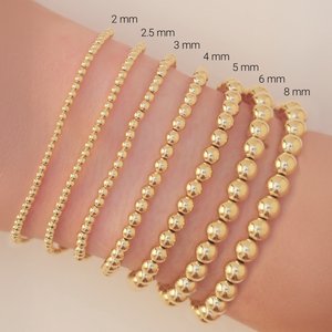 14K Yellow Gold-Filled 8 mm Elastic Bead 6 1/2" Bracelet