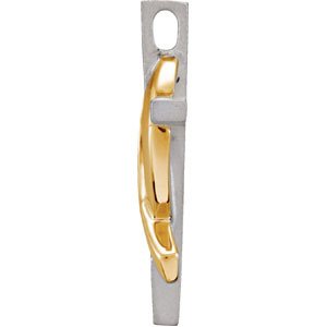 14K White/Yellow Gold 26.9x16.2 mm Remember Our Troops Cross Pendant