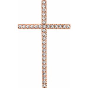 14K Rose Gold 1 CTW Natural Diamond Cross Pendant