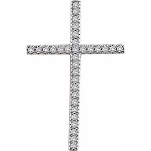 14K White Gold 3/4 CTW Natural Diamond Cross Pendant