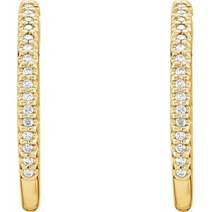 14K Yellow Gold 3/4 CTW Natural Diamond Inside-Outside 26.7 mm Hoop Earrings
