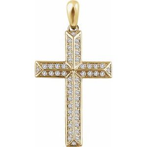 14K Yellow Gold 1/2 CTW Natural Diamond Cross Pendant