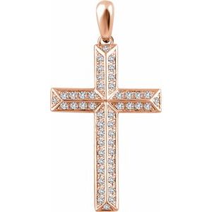 14K Rose Gold 1/2 CTW Natural Diamond Cross Pendant