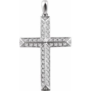14K White Gold 1 CTW Natural Diamond Cross Pendant