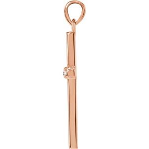 14K Rose Gold Natural White Sapphire Cross Pendant