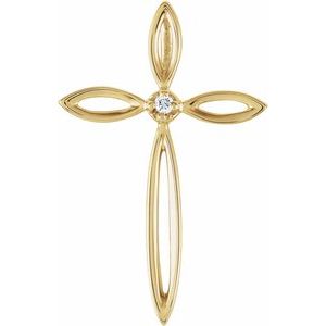 14K White Gold .01 CTW Natural Diamond Cross Pendant