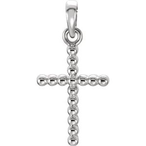 14K Rose Gold Beaded Cross Pendant