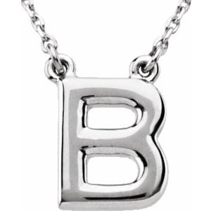 14K White Gold Block Initial B 16" Necklace
