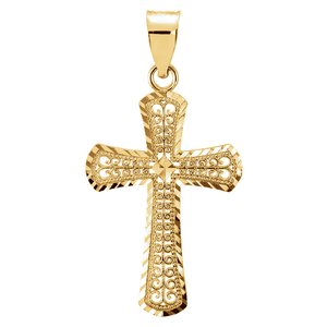 14K Yellow Gold 33x22.5 mm Cross Pendant