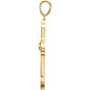 14K Yellow Gold .03 CT Natural Diamond Cross Pendant