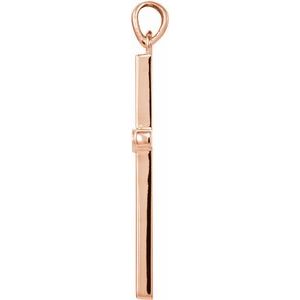 14K Rose Gold .03 CT Natural Diamond Cross Pendant