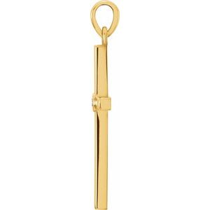 14K Yellow Gold .02 CT Natural Diamond Cross Pendant