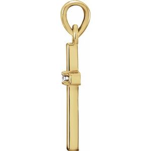 14K Yellow Gold Natural White Sapphire Cross Pendant