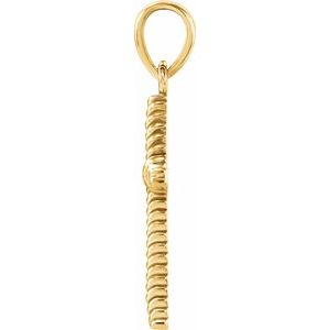 14K Yellow Gold 17.5x11.3 mm Rope Cross Pendant