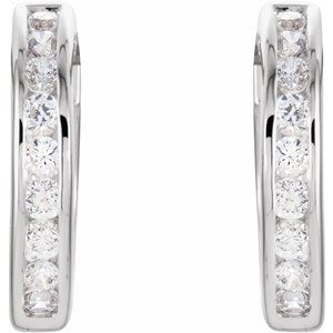 Sterling Silver Imitation Cubic Zirconia Hinged Hoop Earrings