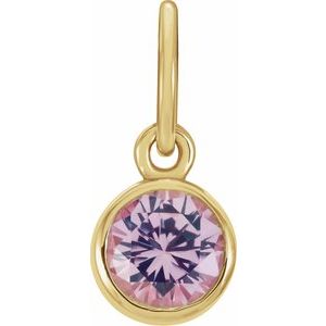 14K Yellow Posh Mommy® Imitation Pink Tourmaline Charm/Pendant