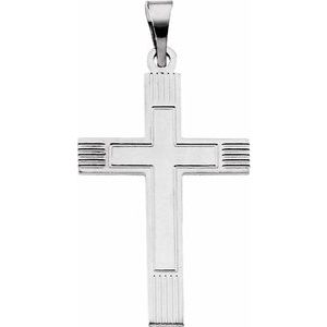 14K White Gold 36.8x18 mm Cross Pendant