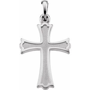 14K White Gold 27x16 mm Cross Pendant