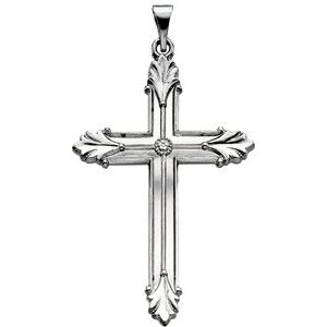 14K White Gold 40.5x25.5 mm Cross Pendant