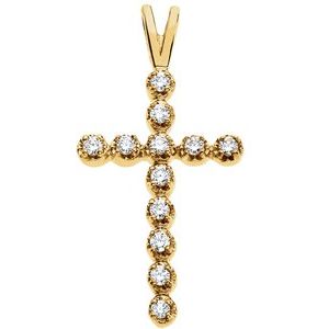 14K Yellow Gold .18 CTW Natural Diamond Cross Pendant
