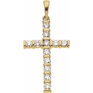 14K White Gold 3/4 CTW Natural Diamond Cross Pendant