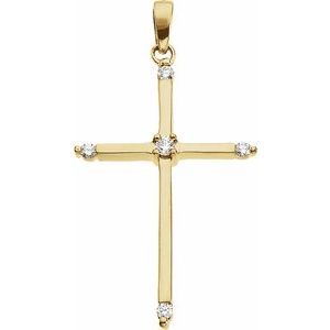 14K White Gold 1/10 CTW Natural Diamond Cross Pendant