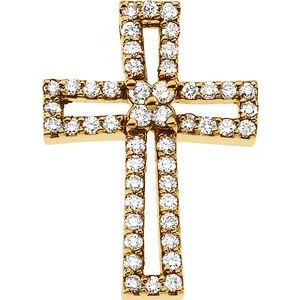 14K Yellow Gold 1/2 CTW Natural Diamond Cross Pendant