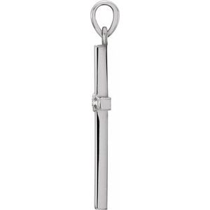 14K White Gold .02 CT Natural Diamond Cross Pendant
