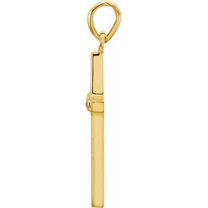 14K Yellow Gold Natural Ruby Cross Pendant