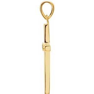 14K Yellow Gold Natural Amethyst Cross Pendant