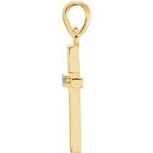 14K Yellow Gold Natural Aquamarine Cross Pendant