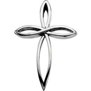 14K White Gold 36.5x26.25 mm Cross Pendant