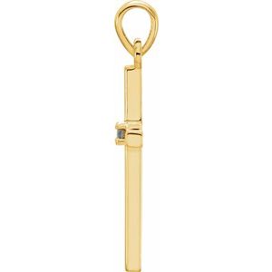 14K Yellow Gold Natural Alexandrite Cross Pendant