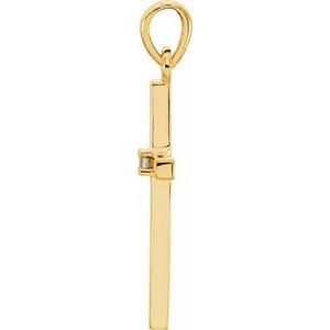 14K Yellow Gold Natural Peridot Cross Pendant