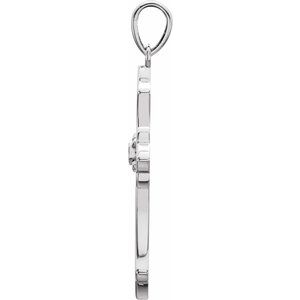 14K White Gold .03 CT Natural Diamond Cross Pendant
