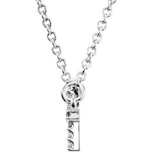 Sterling Silver .07 CTW Natural Diamond Sideways Cross 16-18" Necklace