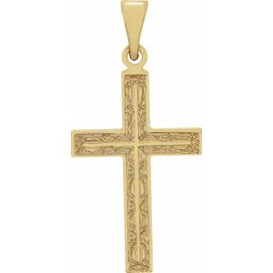 14K Yellow Gold 25.9x12 mm Cross Pendant