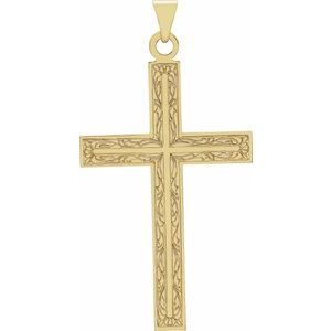 14K Yellow Gold 49.4x25 mm Cross Pendant
