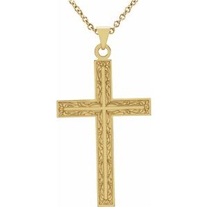 14K Yellow Gold 36.8x18 mm Cross 18" Necklace