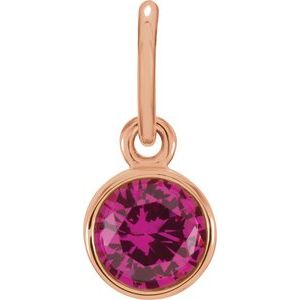 14K Rose Posh Mommy® Imitation Ruby Charm/Pendant