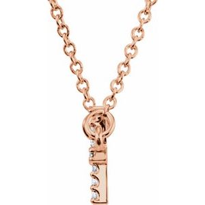 14K Rose Gold .07 CTW Natural Diamond Sideways Cross 16-18" Necklace