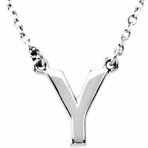 Sterling Silver Block Initial Y 16" Necklace