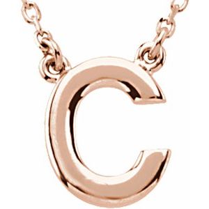 14K Rose Gold Block Initial C 16" Necklace
