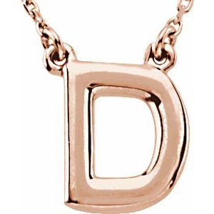 14K Rose Gold Block Initial D 16" Necklace