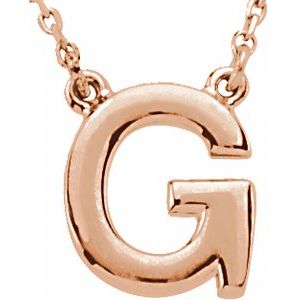 14K Rose Gold Block Initial G 16" Necklace