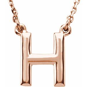 14K Rose Gold Block Initial H 16" Necklace